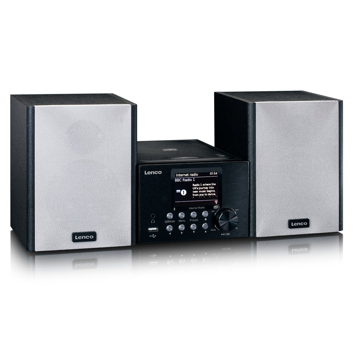 Lenco MC-250 MicroSet Mini Stereo & Internet Radio (svart/silver)