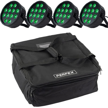 Marconi Polaris 12x12W RGBW Parlampe 4 st. Bundle m/väska
