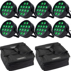 Marconi Polaris 12x12W RGBW PAR-lampa 8 st. Bundle med väska