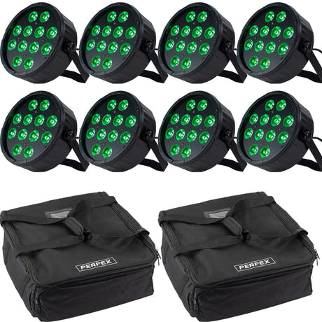 Marconi Polaris 12x12W RGBW Parlampe 8 st. Paket med väska