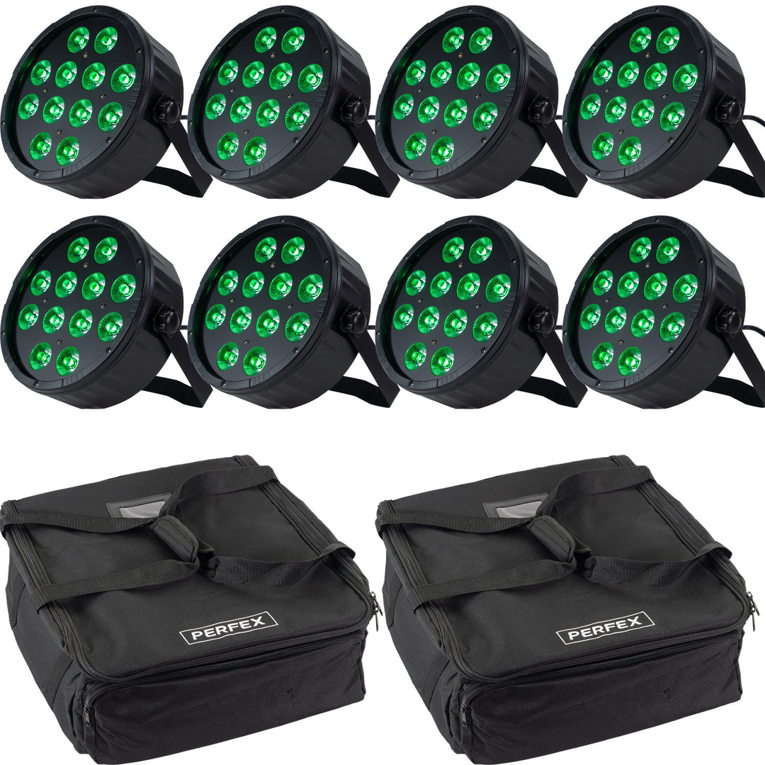 Marconi Polaris 12x12W RGBW Parlampe 8 st. Paket med väska