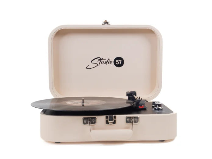 Studio 57 Mellow skivspelare med LP-ställ (Vit)