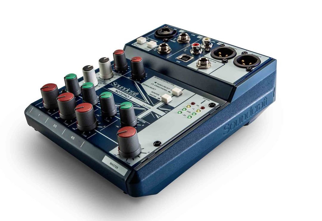 Soundcraft Notepad 5-kanals skrivbordsmixer med USB