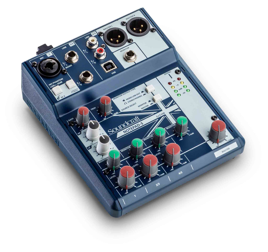 Soundcraft Notepad 5-kanals skrivbordsmixer med USB