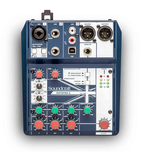 Soundcraft Notepad 5-kanals skrivbordsmixer med USB