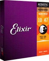 Elixir Nanoweb Phosphor Bronze gitarrsträngar (12-strängar, 10-47)