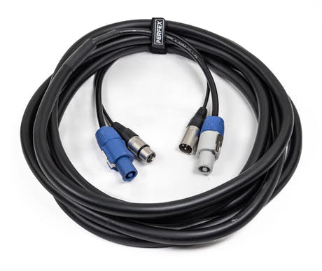 Perfex Powercon & XLR Multi-kabel (DMX, 5m)