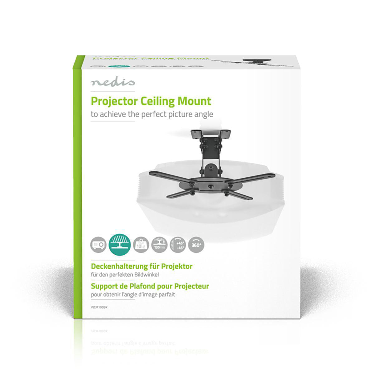 Takfäste för projektor helt rörligt (svart, 10 kg)