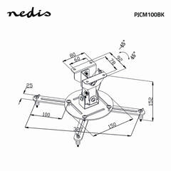 Takfäste för projektor helt rörligt (svart, 10 kg)