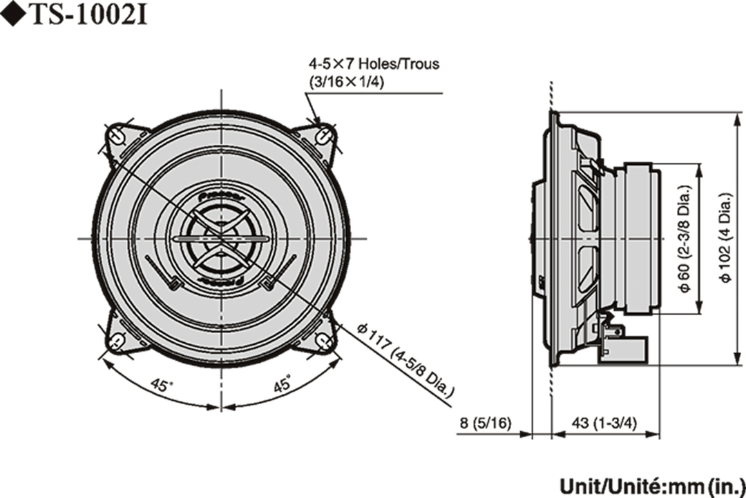 Pioneer TS-1002i bilhögtalarset (10 cm, 4")