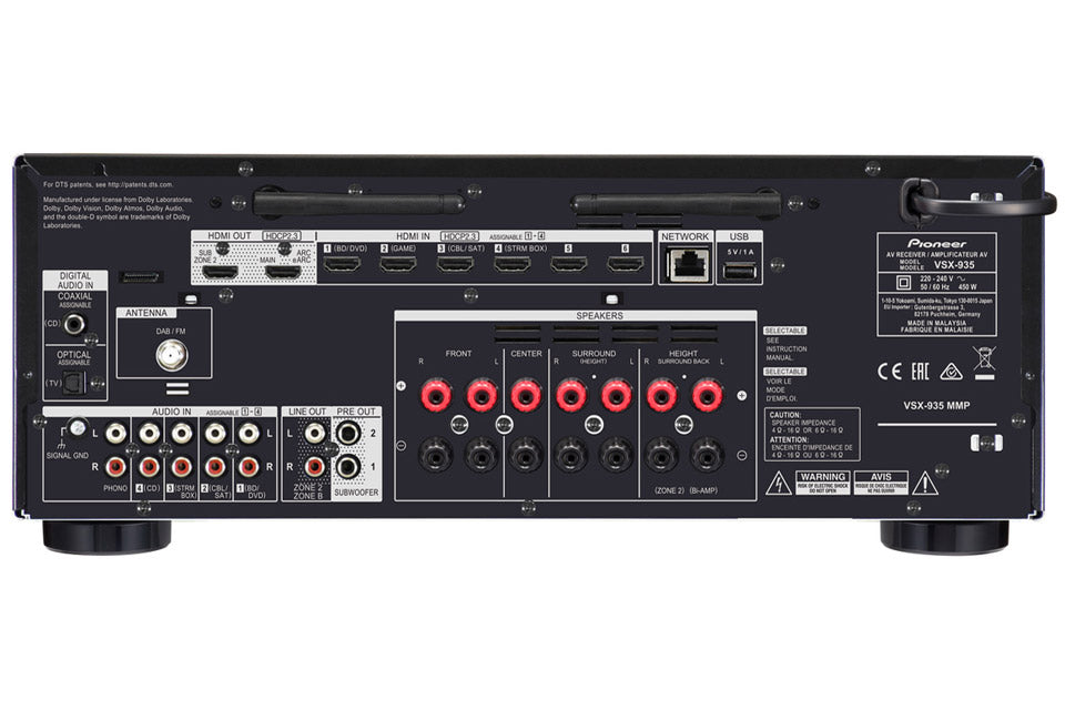 Pioneer VSX-935 7,2-kanals mottagare (svart, 7x165W)