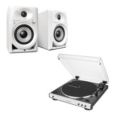 Audio-Technica AT-LP60XBT-WH + Pioneer DM-40BT-W Bluetooth högtalare 