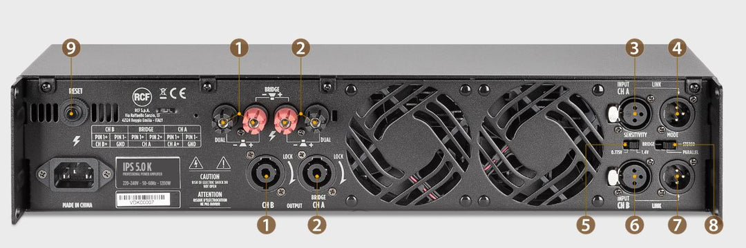 RCF Förstärkare iPS 5,0 k 5000 W 2 x 2600 W 4 Ohm
