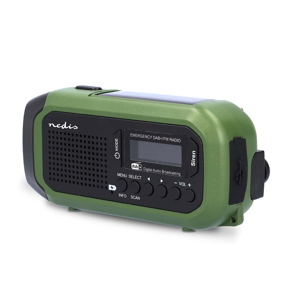 Bärbar nödradio med handvev
