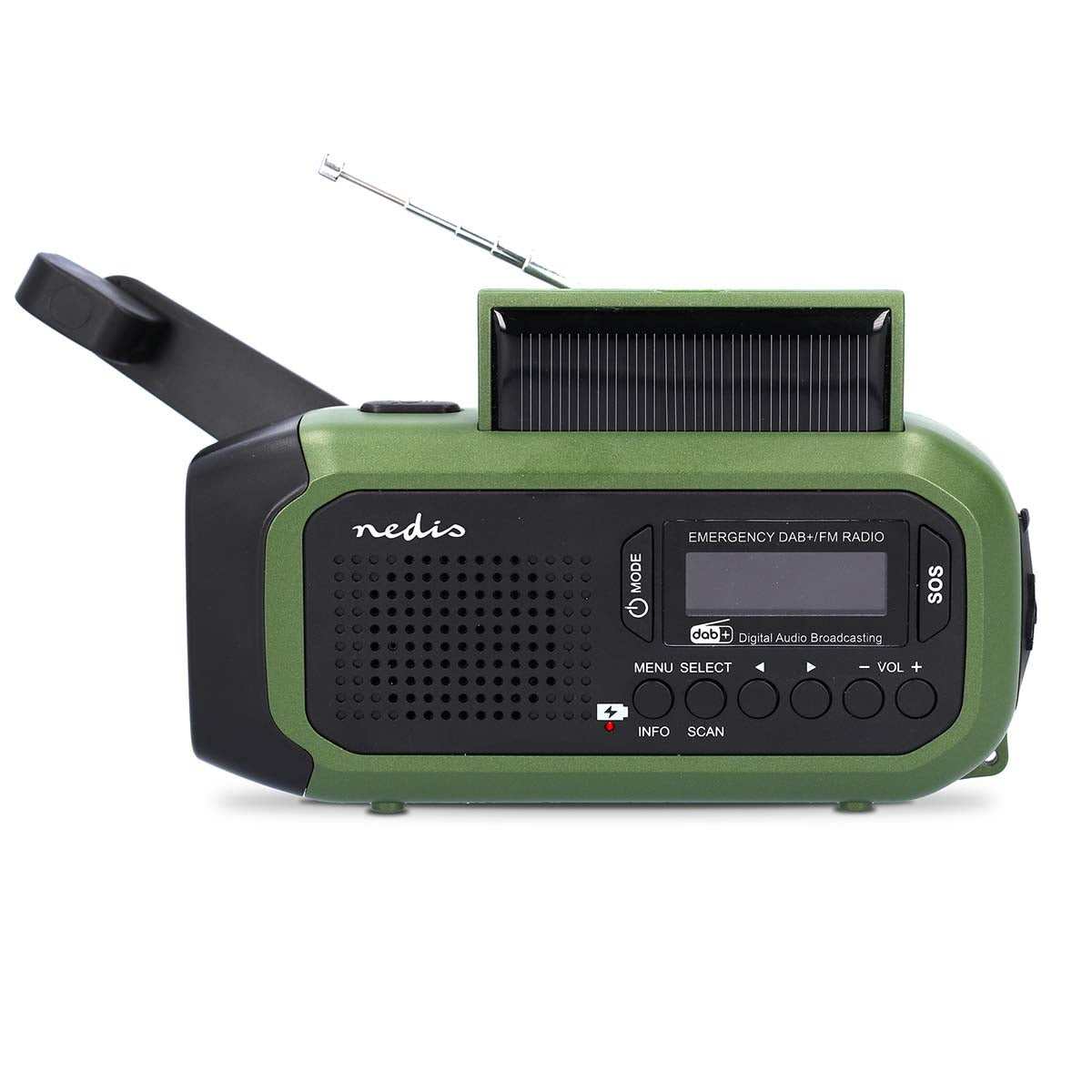 Bärbar nödradio med handvev