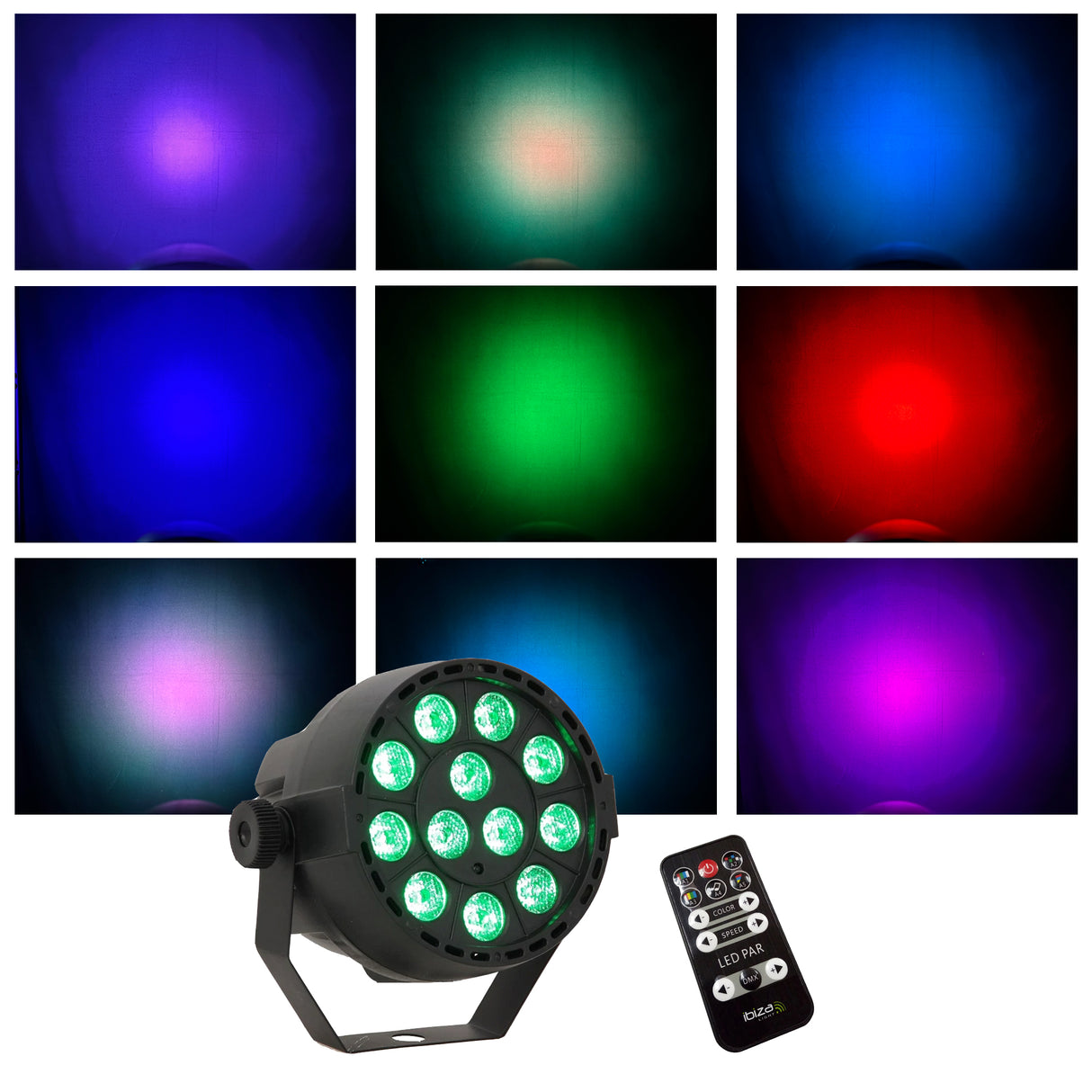 LED Spot Multicolor med fjärrkontroll (12x3W) 4 st. Paket