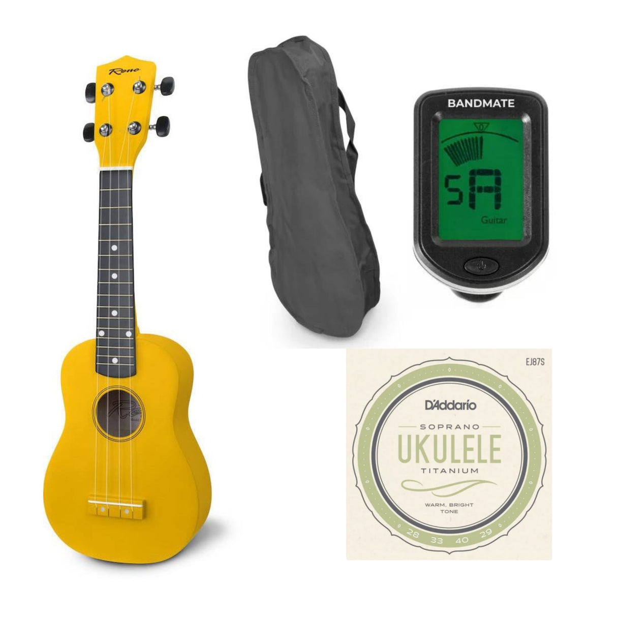 Reno RU150 Soprano Ukulele (Gul) Startpaket