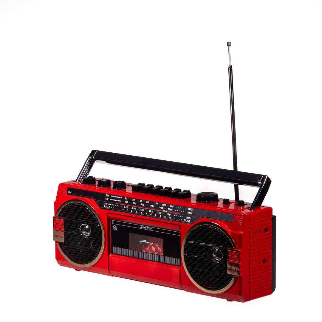 Studio 57 - Kassettspelare med FM & Bluetooth, Röd + Kassettband