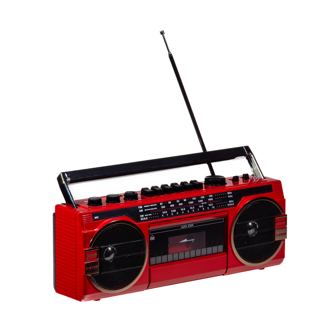Studio 57 - Kassettspelare med FM & Bluetooth, Röd + Kassettband