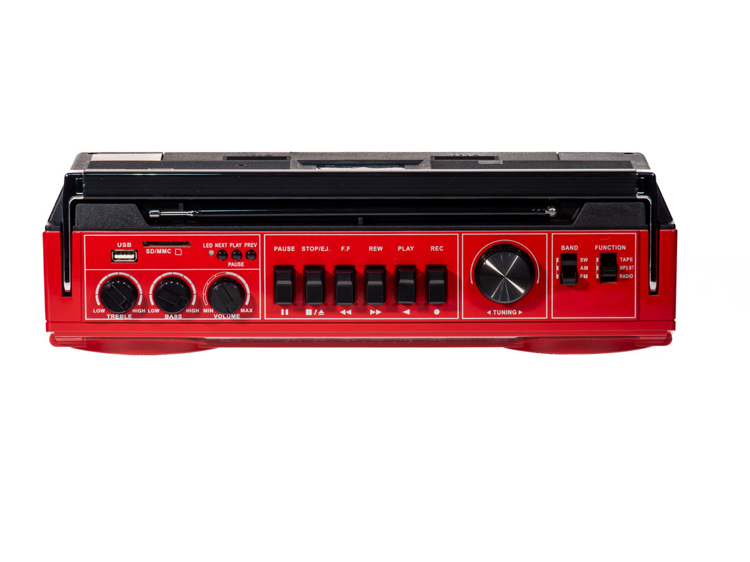 Studio 57 - Kassettspelare med FM & Bluetooth, Röd + Kassettband