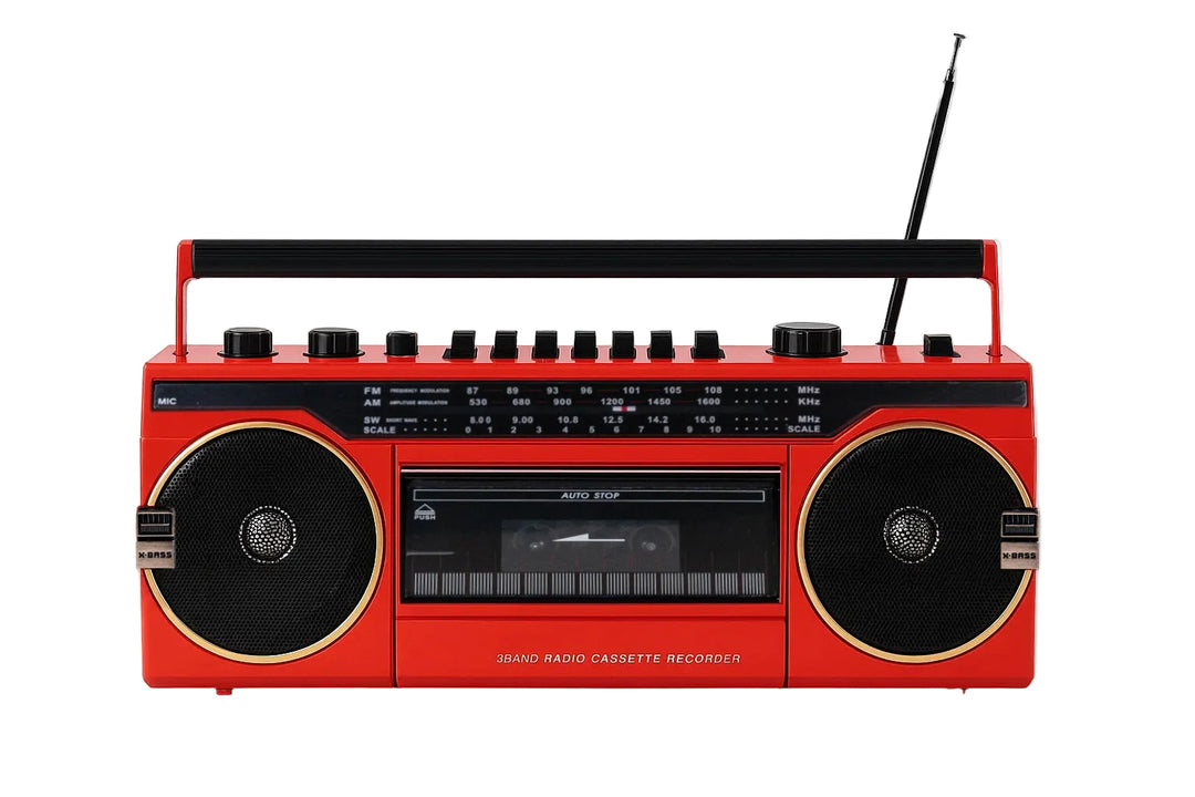 Studio 57 - Kassettspelare med FM & Bluetooth, Röd + Kassettband