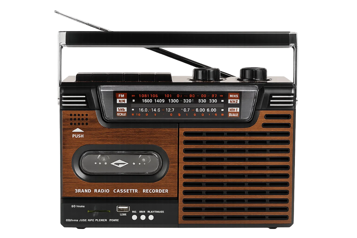 Studio 57 Kassettdäck m. FM & Bluetooth, Brun + Kassetband