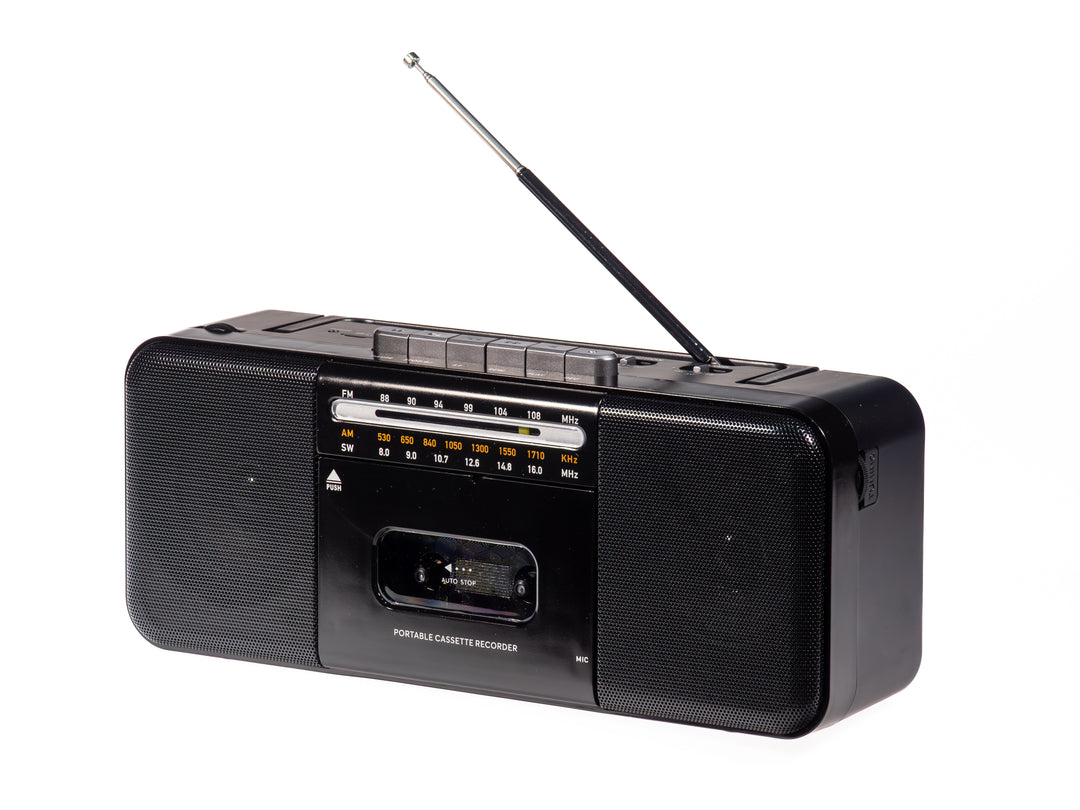 Studio 57 - Kassettspelare med FM & Bluetooth, Svart + Kassettband