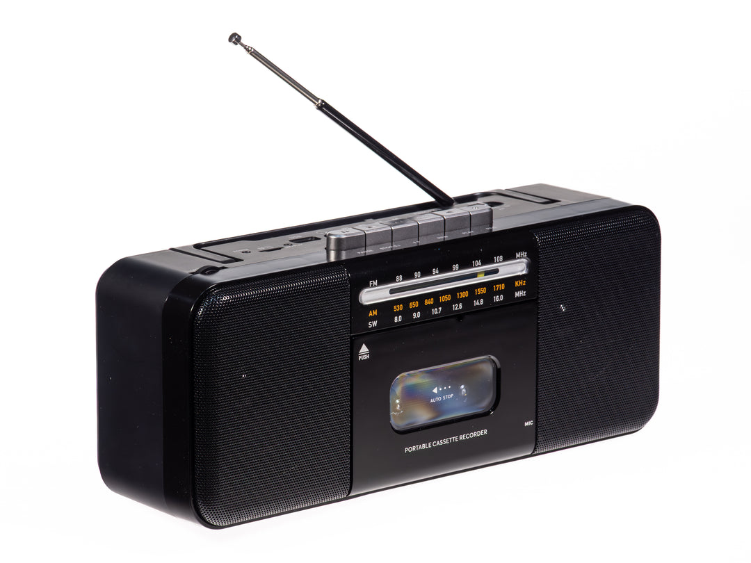 Studio 57 - Kassettspelare med FM & Bluetooth, Svart + Kassettband
