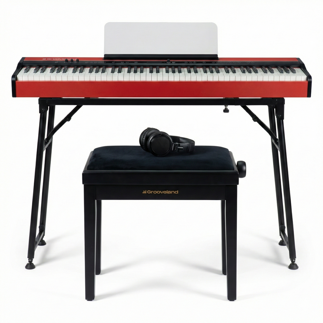 Grooveland FP80 Elpiano (Röd) Komplett Paket