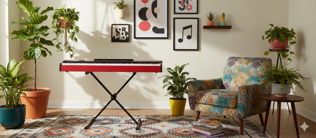 Grooveland FP80 Elpiano (Röd) Komplett Paket