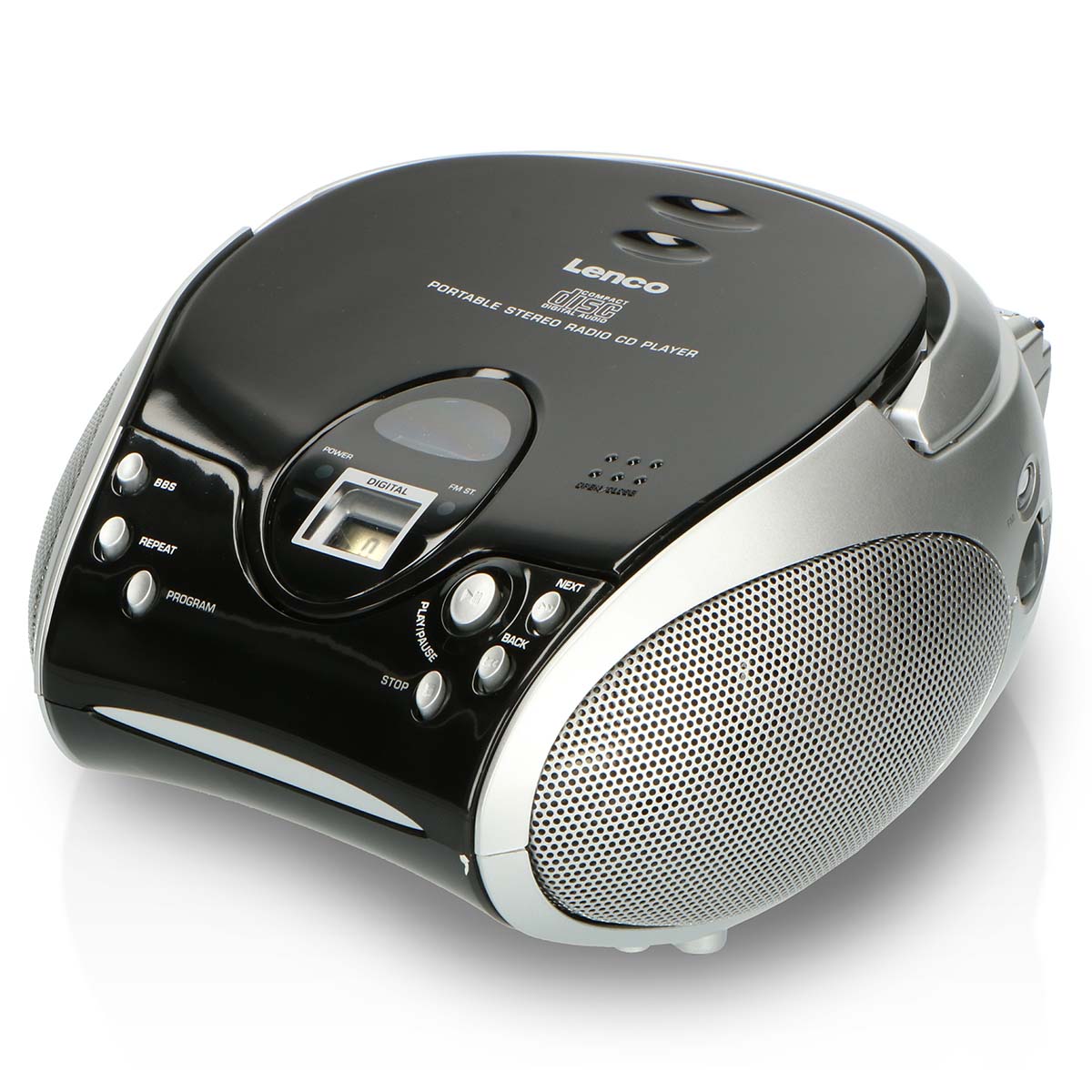 Portabel stereo FM-radio med CD-spelare Svart/silver