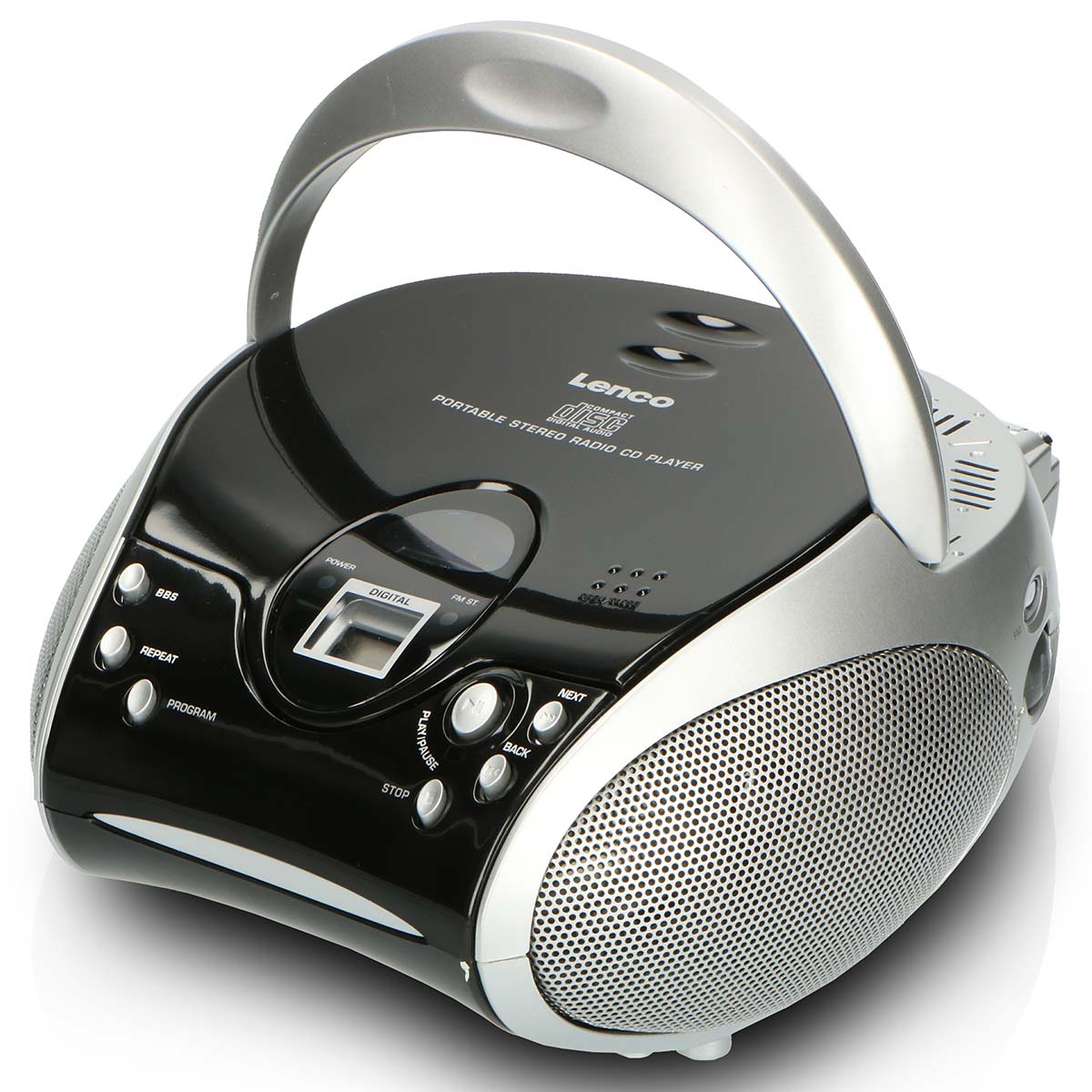Portabel stereo FM-radio med CD-spelare Svart/silver