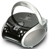 Portabel stereo FM-radio med CD-spelare Svart/silver