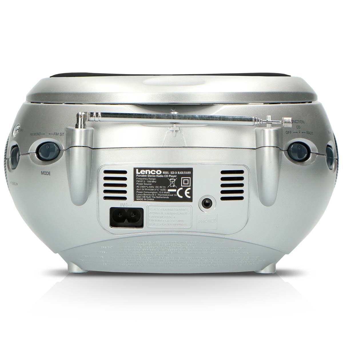 Portabel stereo FM-radio med CD-spelare Svart/silver