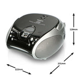 Portabel stereo FM-radio med CD-spelare Svart/silver