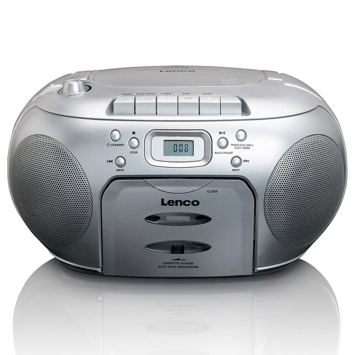 Portabel FM-radio med CD- och kassettspelare, Silver