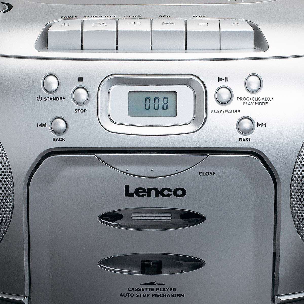 Portabel FM-radio med CD- och kassettspelare, Silver