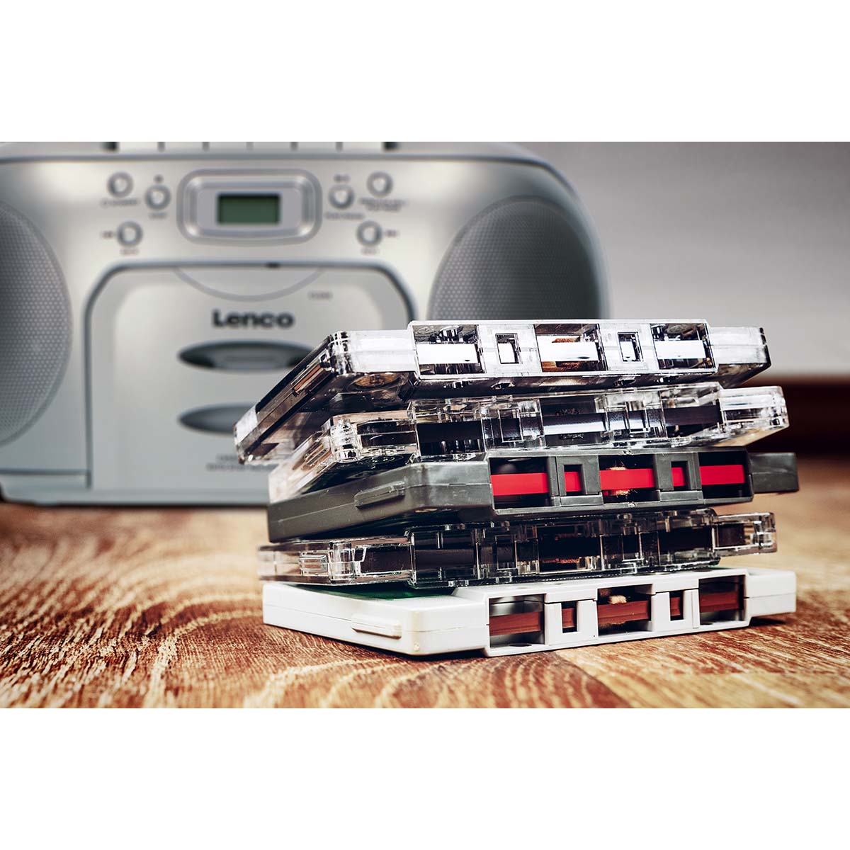 Portabel FM-radio med CD- och kassettspelare, Silver