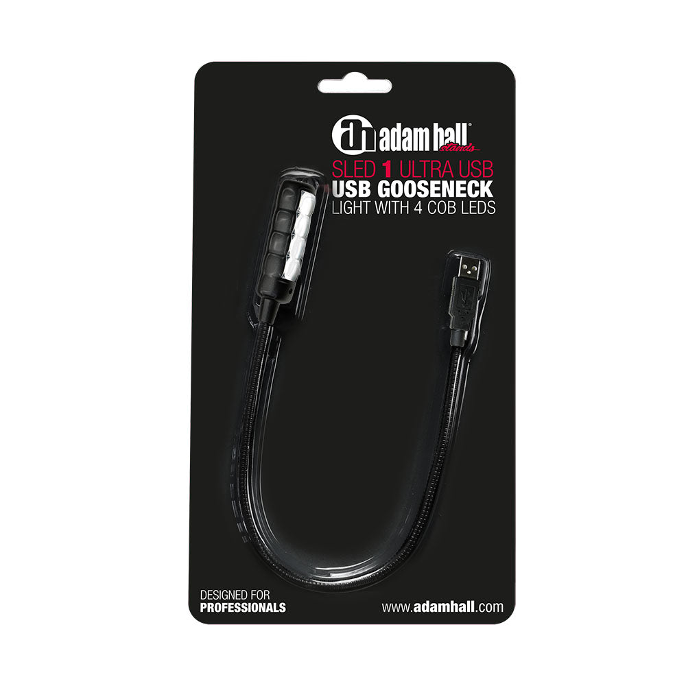 Adam Hall Stands SLED 1 ULTRA USB - svanhalslampa, USB-kontakt, 4 COB-LED’er