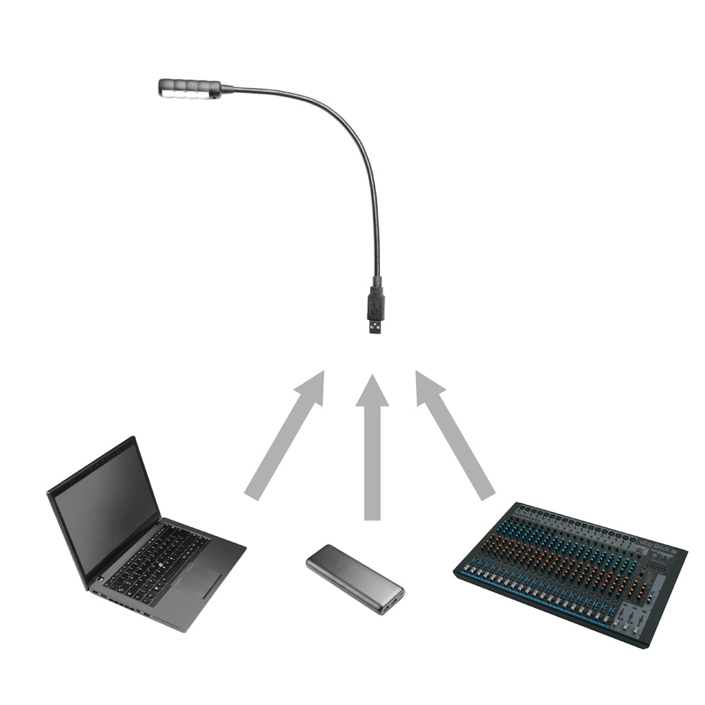 Adam Hall Stands SLED 1 ULTRA USB - svanhalslampa, USB-kontakt, 4 COB-LED’er