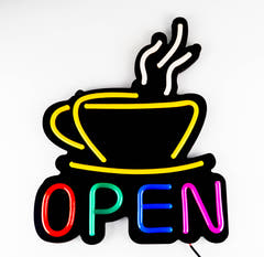 Neonskylt "Coffee Open" 