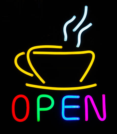 Neonskylt "Coffee Open" 