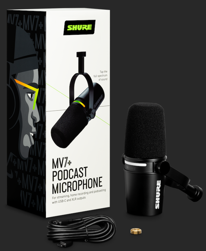 Shure MV7+ Podcast-mikrofon (svart)