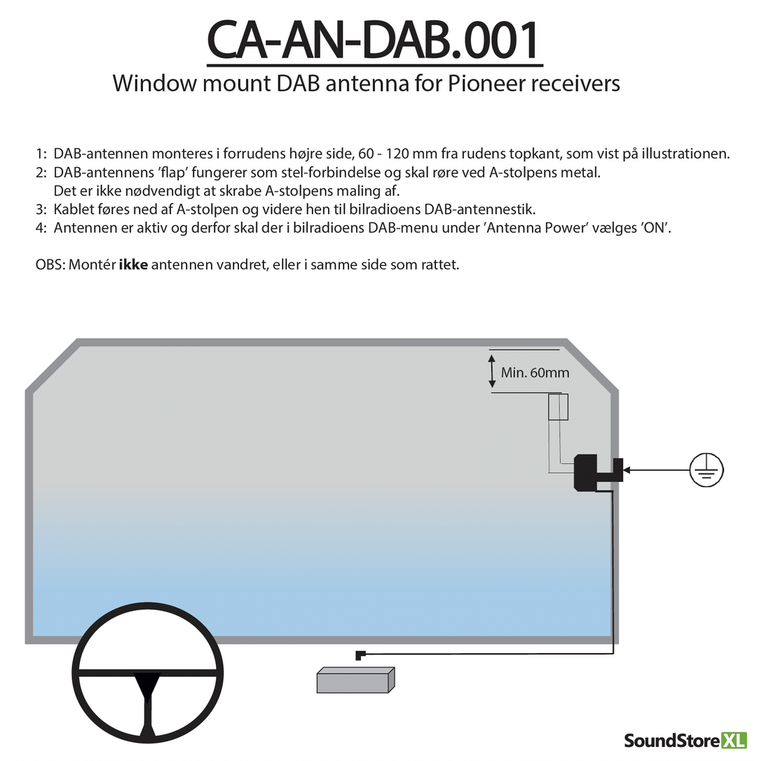 Pioneer DAB+ vindruteantenn CA-AN-DAB.001
