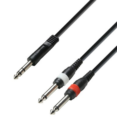 3-stjärnig Y-Split-kabel Stereo till 2x Mono Jack (3m)