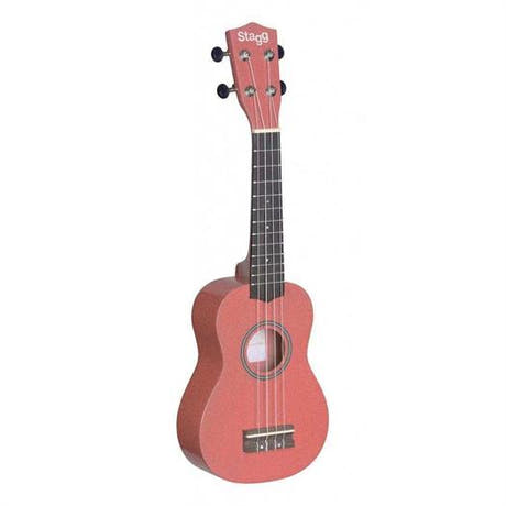 Stagg US-LIPS sopranukulele med gigbag (Röd)