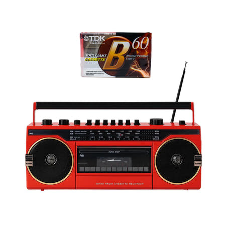 Studio 57 - Kassettspelare med FM & Bluetooth, Röd + Kassettband