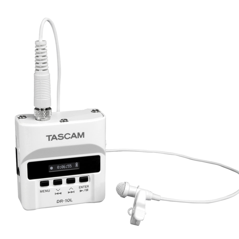Tascam DR-10L inspelare med lavaliermikrofon, vit