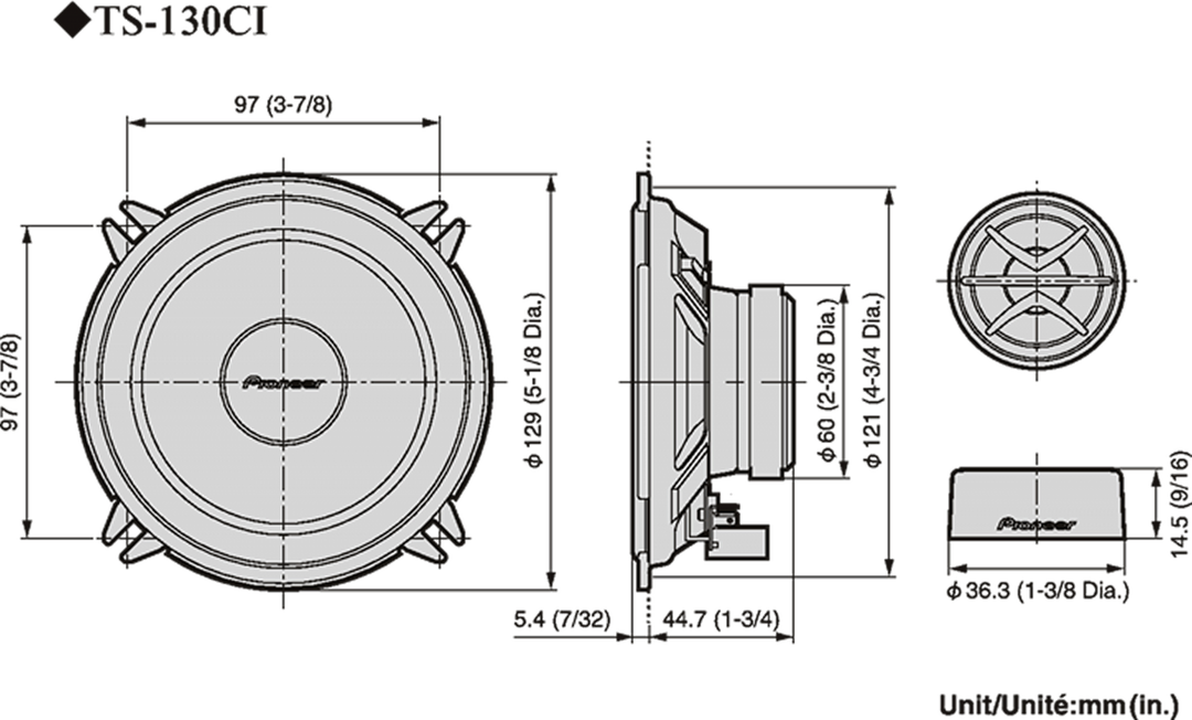 Pioneer TS-130Ci bilhögtalare (13 cm, 5,25")