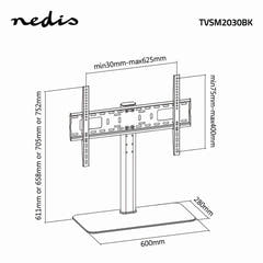 Fast TV bänk med 4 höjdlägen (32-65", 45 kg)